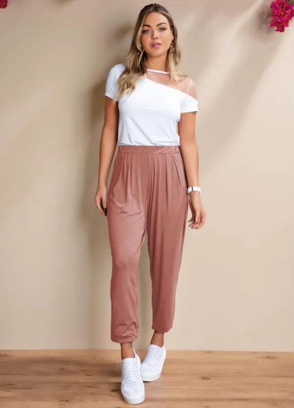 Quintess - Calça Rosê Soltinha com Pregas 5
