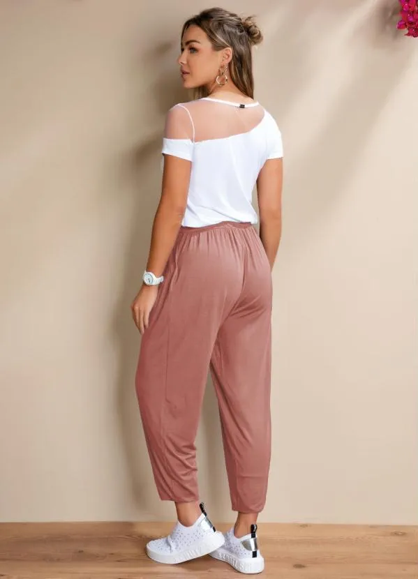 Quintess - Calça Rosê Soltinha com Pregas 6