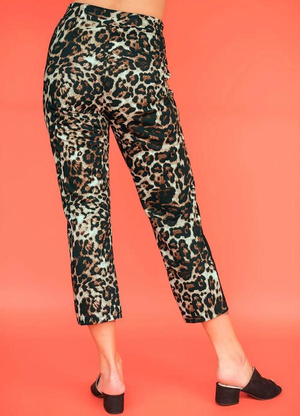 bonprix - Calça Sideband com Estampa Animal Print Marrom 2