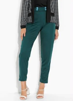 Moda Pop - Calça Verde com Botões Decorativos - MODA POP