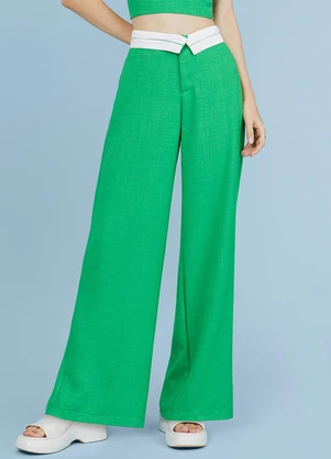 Authoria - Calça Verde com Cós Virado Verde - AUTHORIA