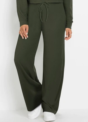bonprix - Calça Verde Militar em Canelado - BONPRIX