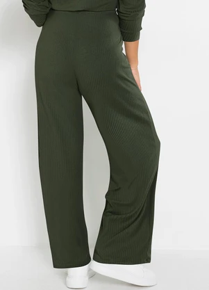 bonprix - Calça Verde Militar em Canelado - BONPRIX