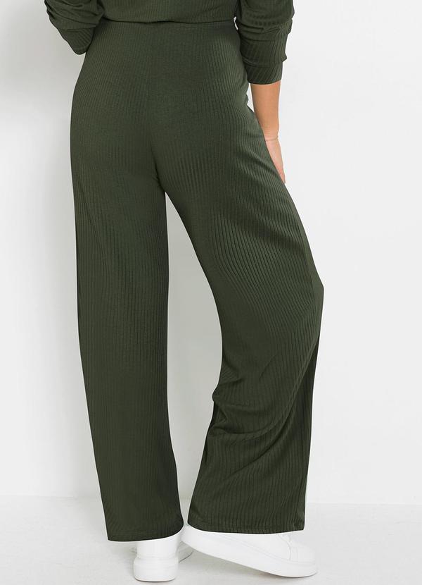 bonprix - Calça Verde Militar em Canelado 2
