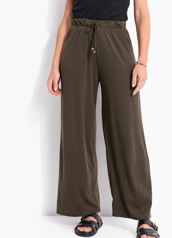 Quintess - Calça Verde Militar em Malha Crepe