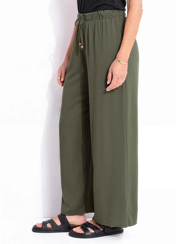 Quintess - Calça Verde Militar em Malha Crepe