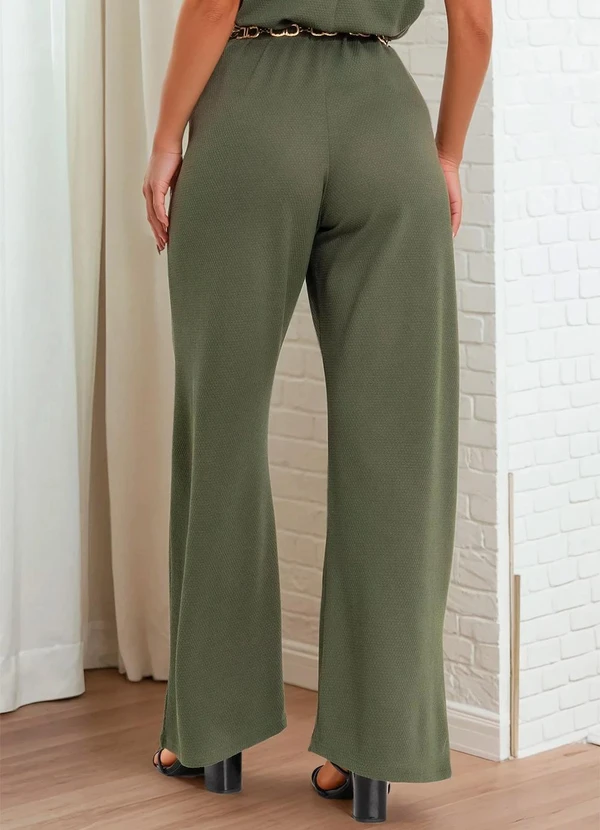 bonprix - Calça Verde Militar em Malha Favo 2