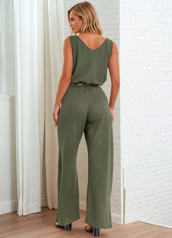 bonprix - Calça Verde Militar em Malha Favo 4