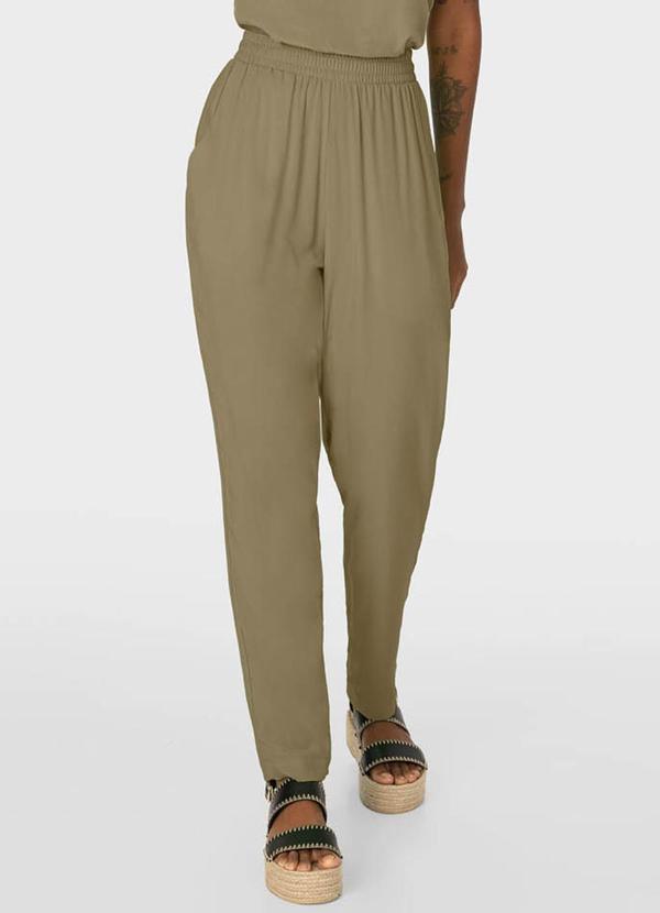 Malwee - Calça Verde Musgo Jogger Feminina em Viscose