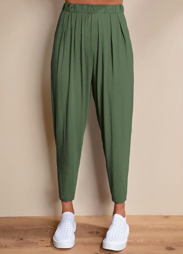 Quintess - Calça Verde Soltinha com Pregas 3