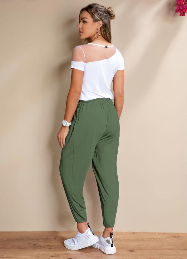 Quintess - Calça Verde Soltinha com Pregas 6