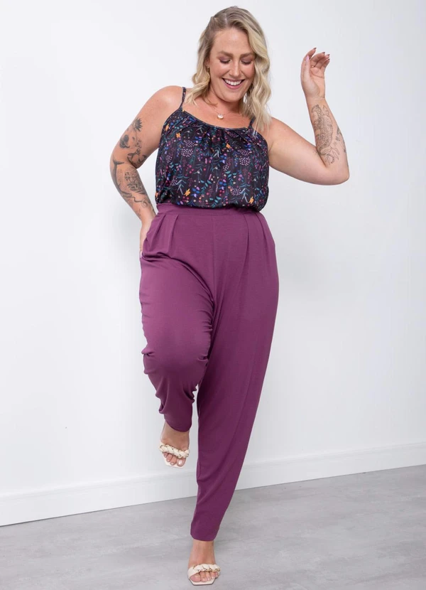 Quintess - Calça Vinho Soltinha com Pregas 12