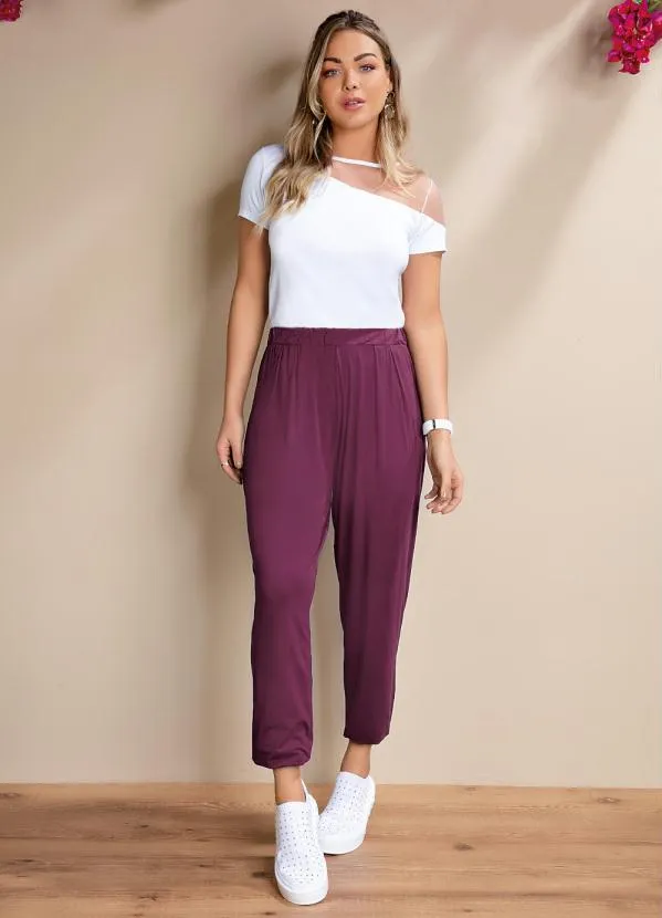 Quintess - Calça Vinho Soltinha com Pregas 3