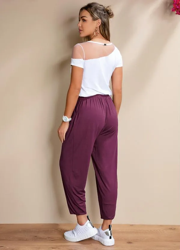 Quintess - Calça Vinho Soltinha com Pregas 4