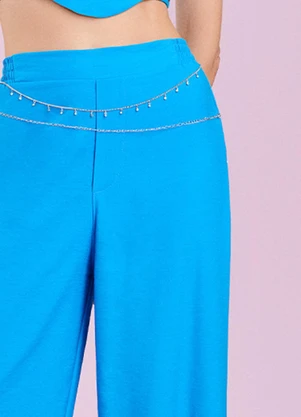 Authoria - Calça Wide Alfaiataria Azul Azul - AUTHORIA