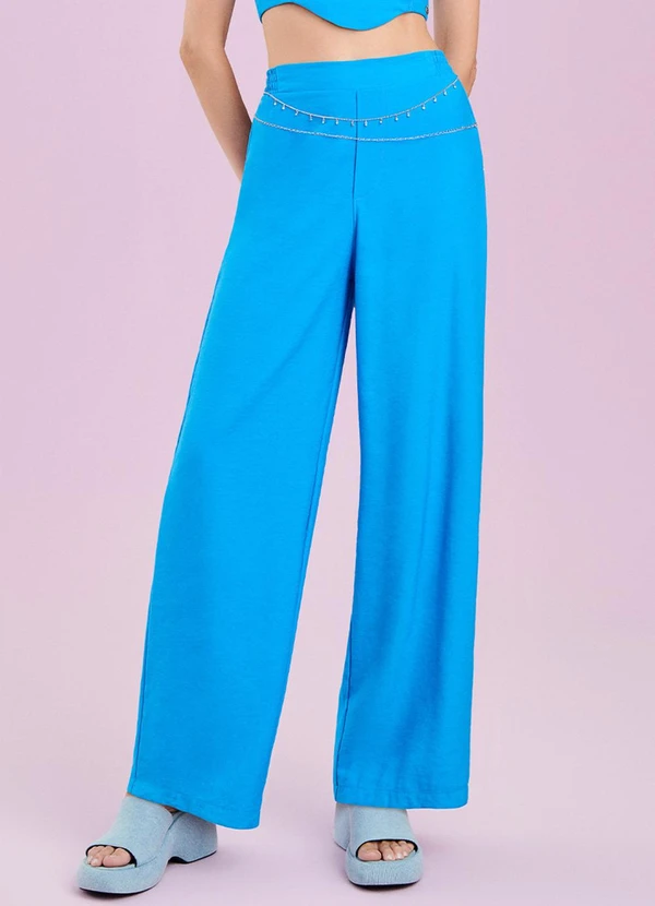 Authoria - Calça Wide Alfaiataria Azul Azul