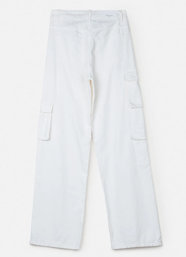 Authoria - Calça Wide Cargo em Sarja Off White 6