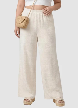 Yends Fashion - Calça Wide Leg Bubble Jacquard  Off - YENDS FASHION