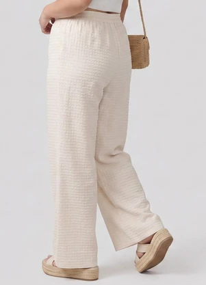 Yends Fashion - Calça Wide Leg Bubble Jacquard  Off - YENDS FASHION
