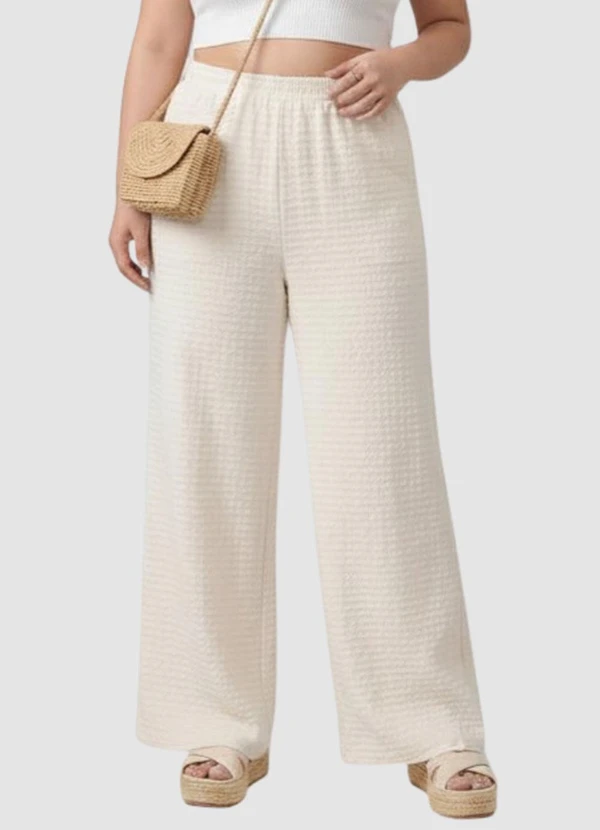 Yends Fashion - Calça Wide Leg Bubble Jacquard Off