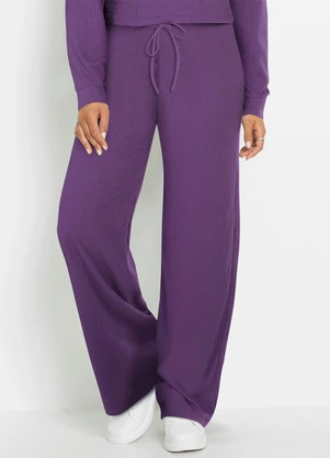 bonprix - Calça Wide Leg Comfort Lilás - BONPRIX