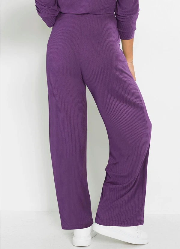 bonprix - Calça Wide Leg Comfort Lilás 5