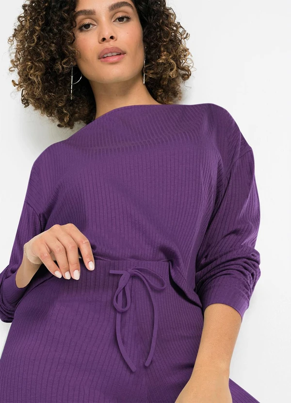 bonprix - Calça Wide Leg Comfort Lilás 3