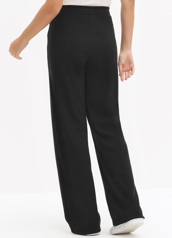 Principessa - Calça Wide Leg em Malha Canelada Preto Doralice 2