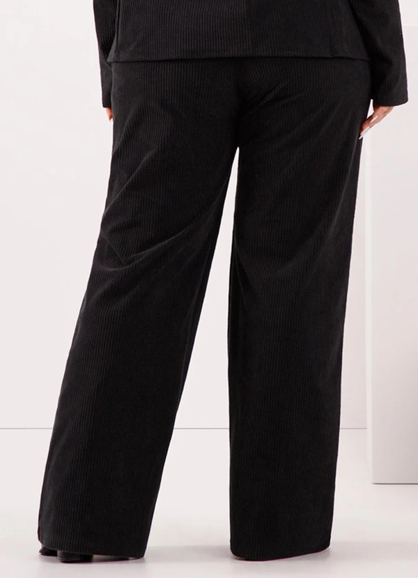 Lunender Mais Mulher - Calça Wide Leg em Tecido de Veludo Preto 2