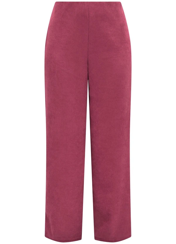 Lunender Mais Mulher - Calça Wide Leg em Tecido de Veludo Vermelho 5