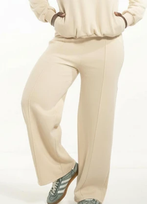 Cobertura - Calça Wide Leg Feminina Bege - COBERTURA