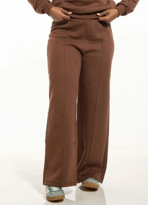 Cobertura - Calça Wide Leg Feminina Marrom - COBERTURA