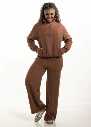 Cobertura - Calça Wide Leg Feminina Marrom - COBERTURA