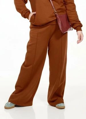 Cobertura - Calça Wide Leg Plus Size Marrom - COBERTURA