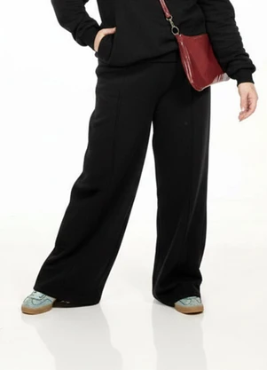 Cobertura - Calça Wide Leg Plus Size Preto - COBERTURA