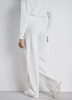 Meu Jeans - Calça Wide Leg Style Moletom Peluciado Off White - MEU JEANS