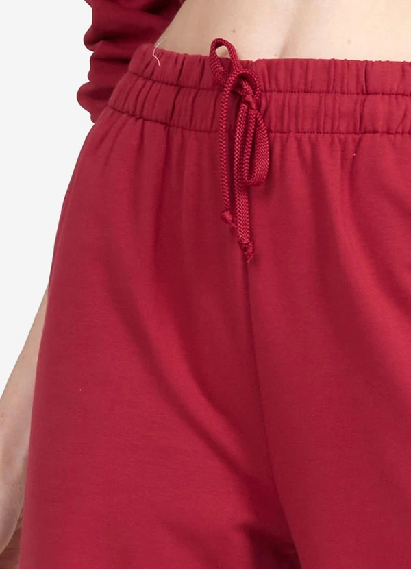 Basicamente - Calça Wide Moletom Comfort Feminina Marsala 3