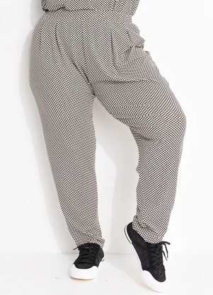 Quintess - Calça Xadrez P&B em Malha de Viscose - QUINTESS