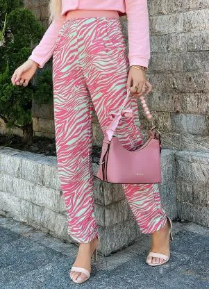 Moda Pop - Calça Zebra com Pregas, Bolsos Funcionais - MODA POP