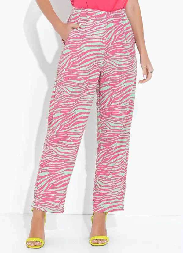Moda Pop - Calça Zebra com Pregas, Bolsos Funcionais 3