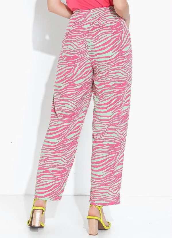 Moda Pop - Calça Zebra com Pregas, Bolsos Funcionais 4
