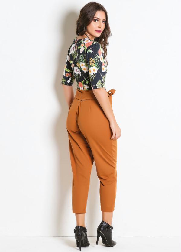 Moda Pop - Calça Capri Caramelo com Amarração 4