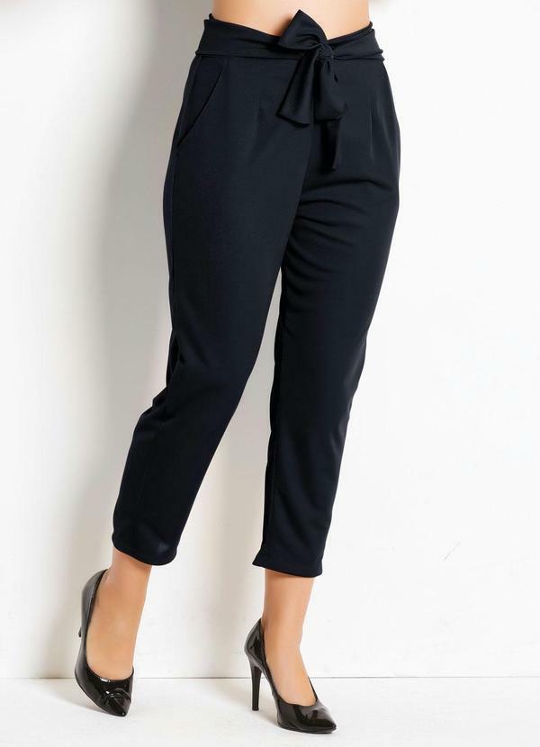 Moda Pop - Calça Capri Preta com Amarração 4