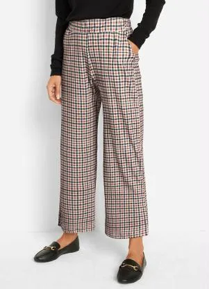 bonprix - Calça com Bolso Faca Xadrez Verde - BONPRIX