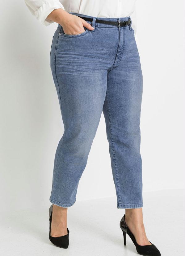 bonprix - Calça com Bolsos Cropped Jeans Marmorizado 5