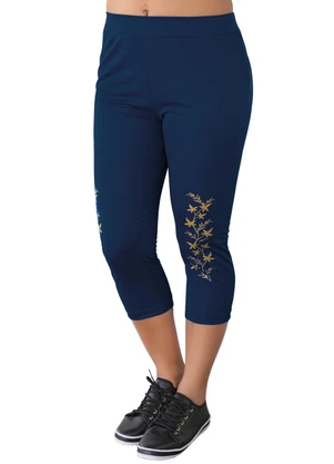 Moda Pop - Calça Corsário Azul com Estampa Localizada - MODA POP