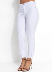 Cala Cropped Branca Sawary com Barra Desfiada