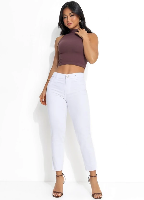 Sawary Jeans - Calça Cropped Branca Sawary com Barra Desfiada 3