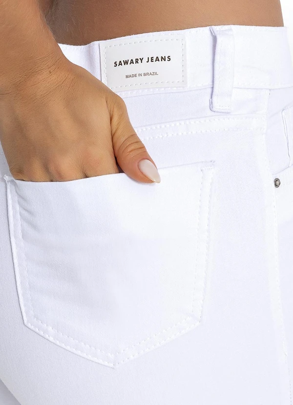 Sawary Jeans - Calça Cropped Branca Sawary com Barra Desfiada 5
