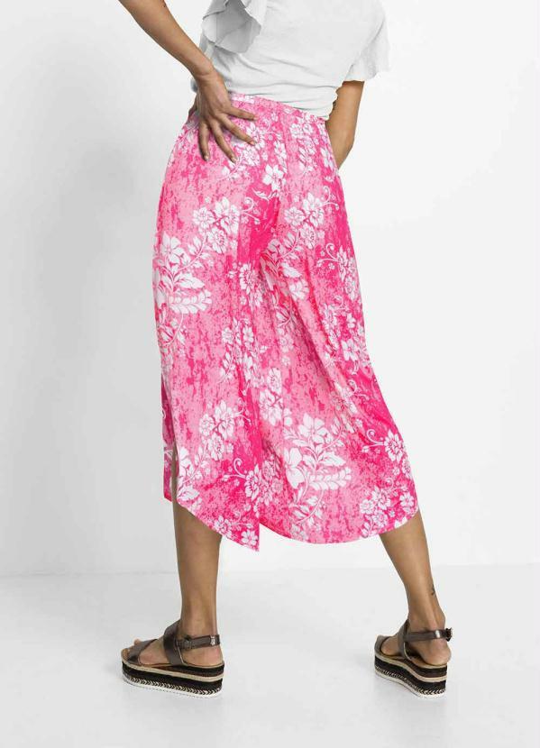 Outlet - Calça Cropped com Fendas Floral Rosa 6